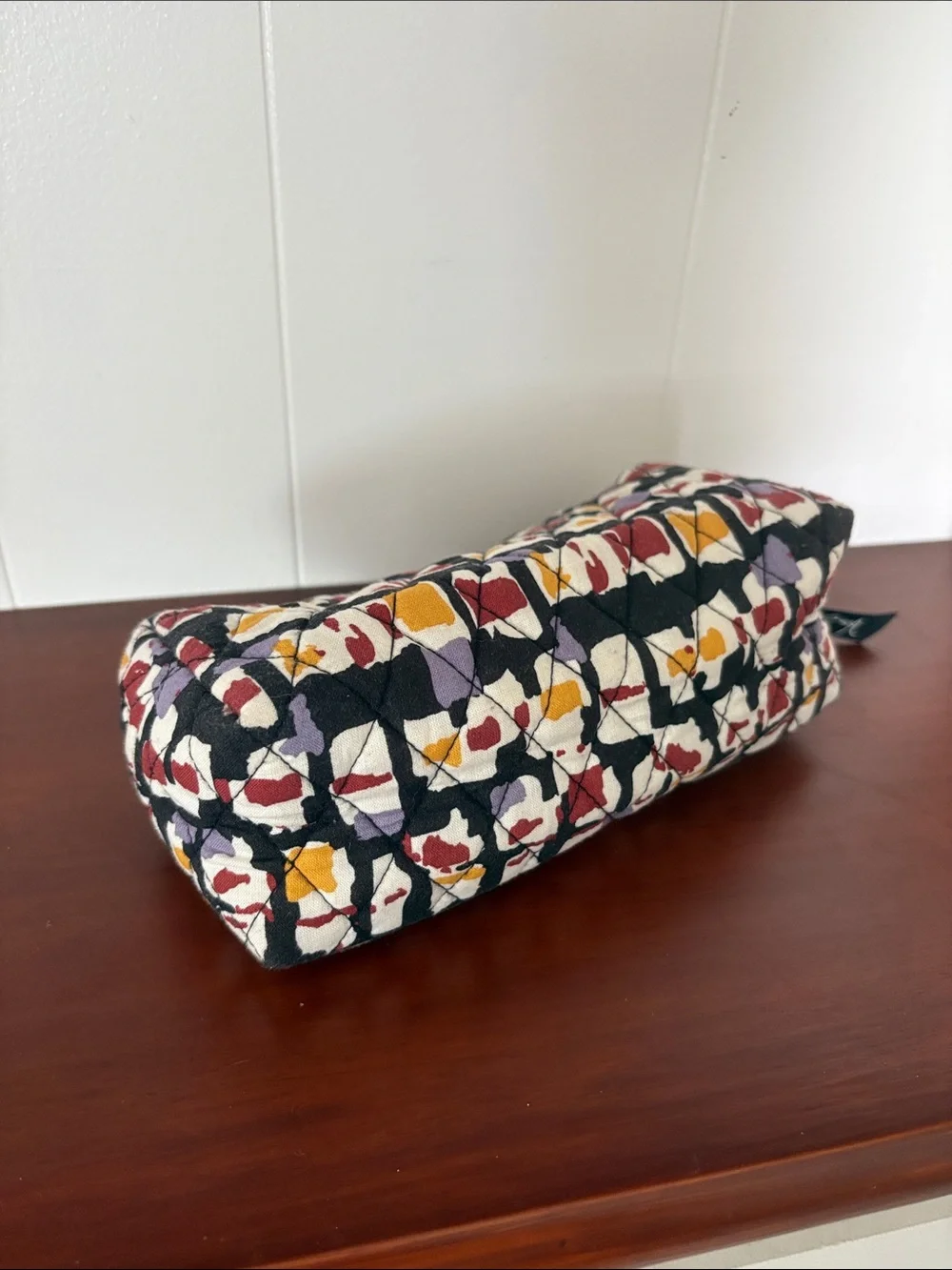 Vera Bradley Zip Cosmetic Case Plastic Lined Geometric Yellow Red Black Purple